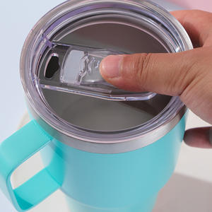 Gobelet isotherme portable en acier inoxydable 18/8 à double paroi de 30 oz avec paille et poignée, isolation thermique de 6 à 12 heures, tasse à café - Product Image 4