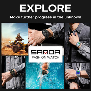 SANDA 3393 นาฬิกาดิจิตอลมัลติฟังก์ชั่นรูปทรงกระบอกสำหรับผู้ชาย, นาฬิกาแฟชั่นธุรกิจเรืองแสงกันน้ำจอแสดงผลคู่สายเหล็ก - Product Image 5