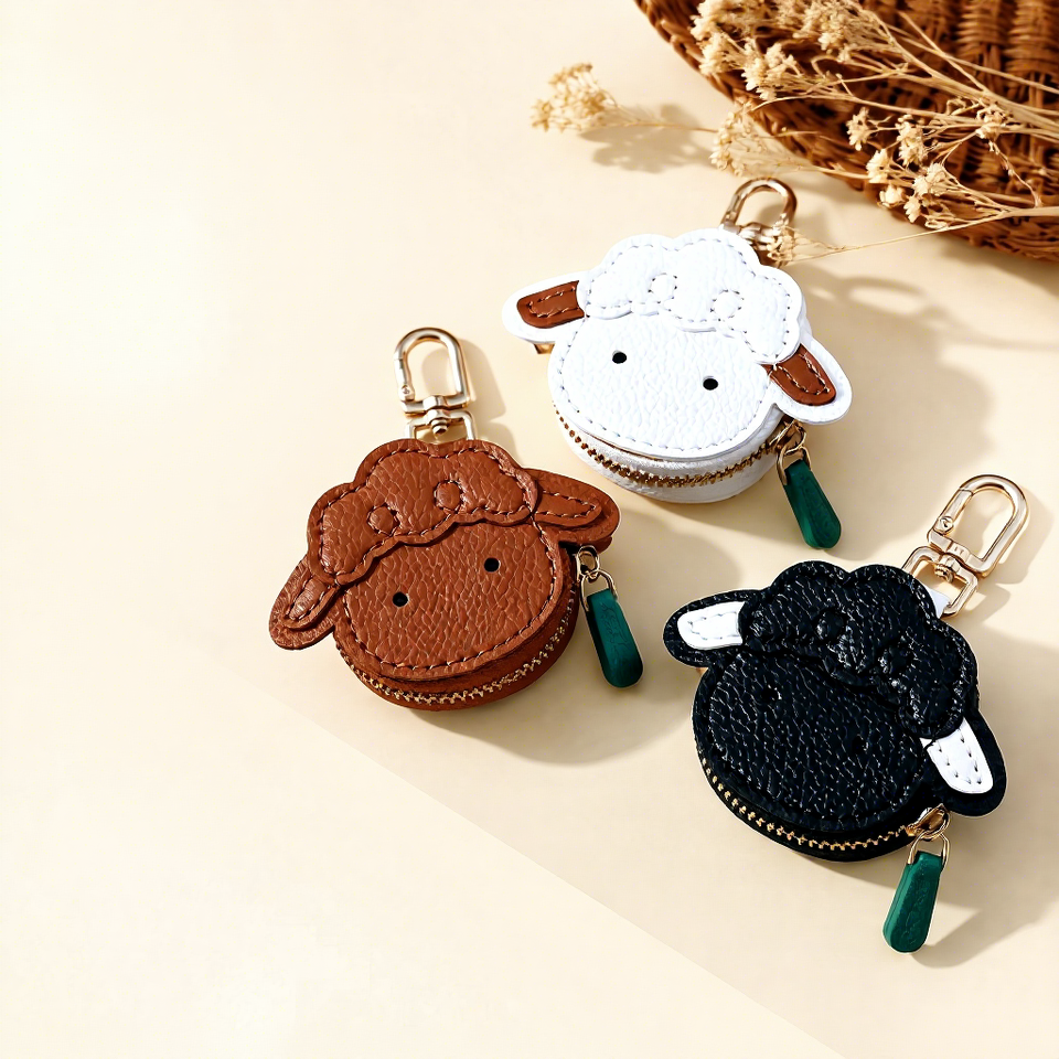 Cute Cartoon Leather Multi-layer Patchwork Coin Purse Little Sheep Bag ...