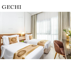 Muebles de habitación de hotel de lujo de <span class=keywords><strong>cinco</strong></span> estrellas Cama doble Dormitorio moderno de madera maciza o estilo de panel de apartamento - Product Image 2