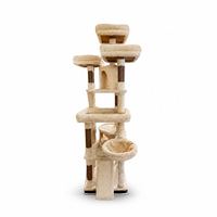 Arbre à chat d'intérieur multi-niveaux en peluche pour salon, chambre, appartement, avec poteaux à gratter