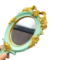 Miroir ovale portable Art Déco coloré en résine plastique, léger et incassable, prix de gros, pour maquillage et salon de beauté