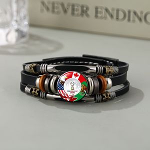 Bracelet en similicuir rétro multi-couches avec emblème fédéral États-Unis Canada Mexique, idéal pour les fans de football 2026, bijou unisexe tendance, cadeau parfait - Product Image 4