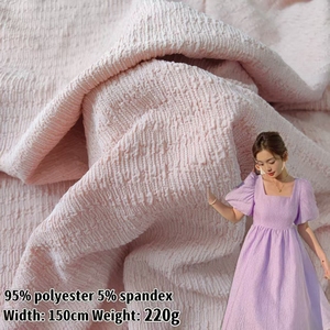 高品質のクリンクルファブリック95% ポリエステルと5% スパンデックスで作られた新しいクリンクルファブリックカジュアルパンツのトップスやドレスに適しています。 - Product Image 1