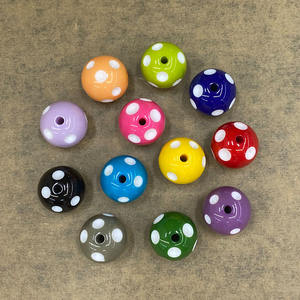 Cuentas de lunares de resina de colores mezclados de 20mm para hacer joyas, cuentas redondas de chicle para niños, collar grueso, pulsera, cuentas para bolígrafos - Product Image 6