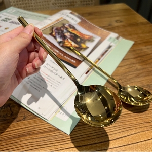 Cuchara de Sopa Redonda de Acero Inoxidable Natural Color Dorado DFC306 con Mango Redondo - Product Image 3