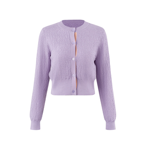 Low Moq Custom Women Knit Sweater <strong>Purple</strong> Fuzzy Long Sleeve Crew Neck Ladies Sweater Waist-slimming Button Women Knit <strong>Cardigan</strong> - Product Image 2