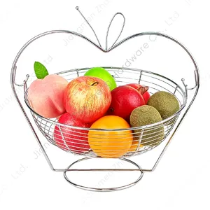 Luxury Counter Decoration Metal Silver Fruit Bowl Storage Iron Wire Kitchen Vegetable Fruit Basket with Stand