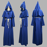 Robe de cosplay médiévale d'Halloween de qualité supérieure, robe de moine, de frère, de sorcier, de prêtre, costume de scène, tenue de déguisement