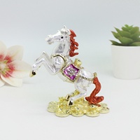 SHINNYGIFTS Style chinois cheval Figurine Statue cheval chanceux argent pièce bibelot boîte décoration de la maison ornements bureau nouvel an cadeau