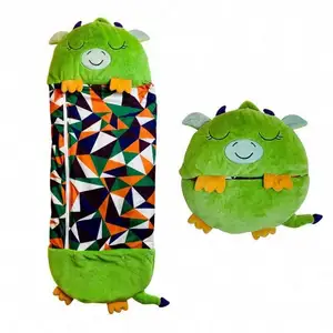 Wholesale New Design Customized Cartoon Animal Children Kids Plush Sleeping Bag with Pillow Opp Bag Bear Bag GP Unisex Variable