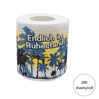 Papier toilette standard en rouleau, à noyau jetable, en pâte de bois vierge, imprimé palmier tropical confortable, thème retraite amusant