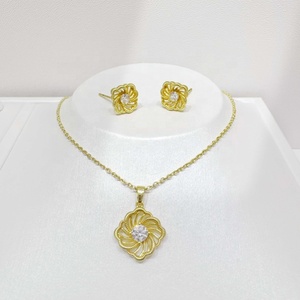 factory price plata 925 sterling silver women geometric <b>set</b> high quality zircon <b>gold</b> plated earring and necklace <b>jewelry</b> <b>sets</b> - Product Image 4