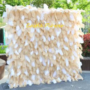 ฉากหลังดอกไม้ผ้าเทียมแบบม้วนเก็บได้ รุ่น H-523 ขนาด 8x8 ฟุต ลายดอกไม้ 3 มิติ สีแดง ม่วง ขาว สำหรับตกแต่งงานแต่งงาน - Product Image 4