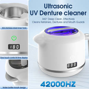 Nettoyeur ultrasonique unisexe pour prothèses dentaires et têtes de brosses à dents, alimenté par courant alternatif, en ABS + acier inoxydable 304, petit format mini - Product Image 2