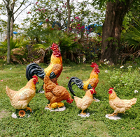 Villa Jardin Décoration Simulation Coq et Poule Décoration Animal Sculpture Maternelle Pelouse Paysage Résine Artisanat Statue