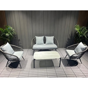 Ensemble de chaises de jardin modernes en aluminium et acier, <span class=keywords><strong>petit</strong></span> ensemble de canapés de jardin en rotin pour <span class=keywords><strong>salon</strong></span> de resort - Product Image 2