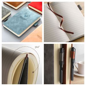 Cuaderno A5 de Cuero PU de Estilo Antiguo Auténtico Multicolor con Letras Personalizadas Mymoonpie, 100 Hojas, Cosido con Hilo, con Bolígrafo - Product Image 3