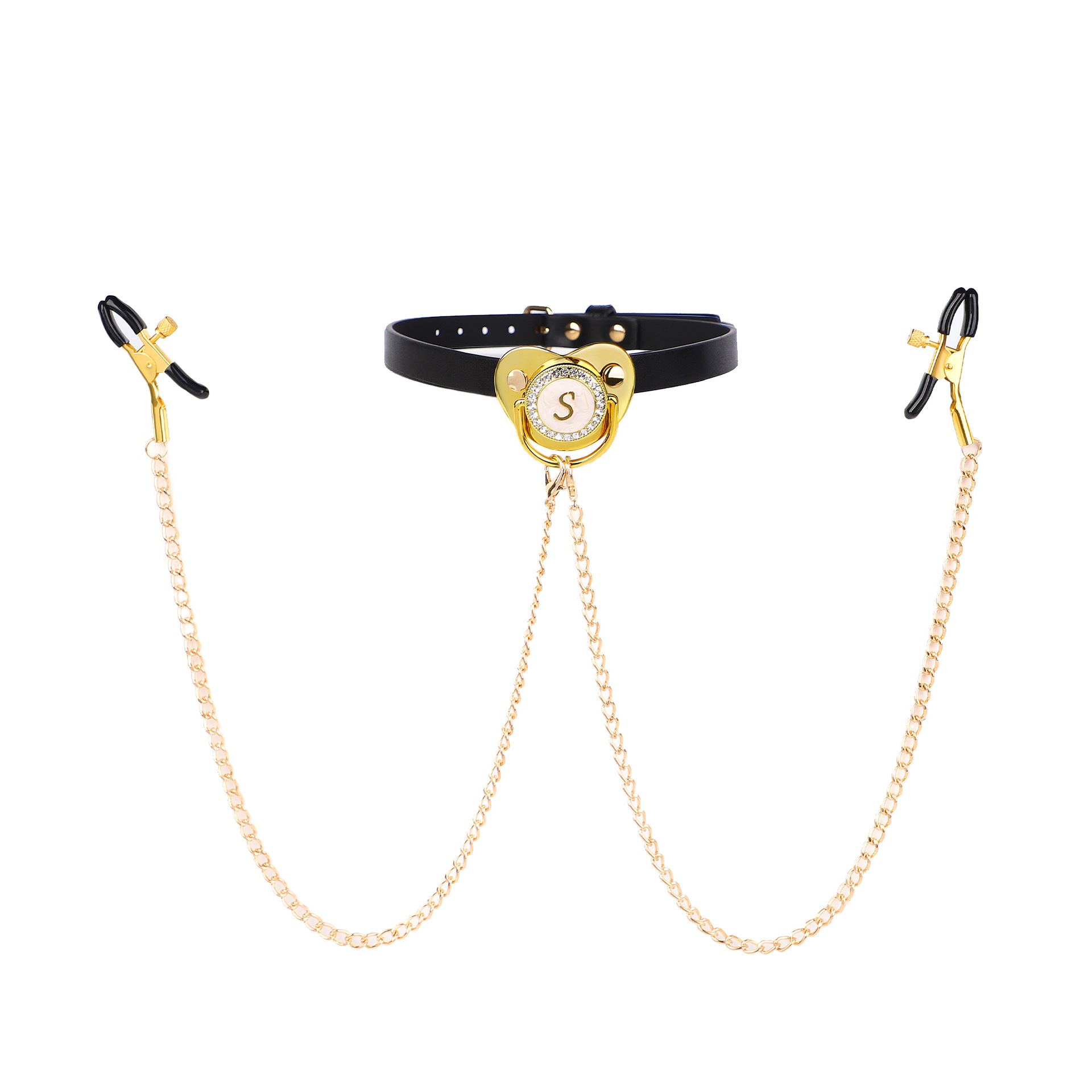 S [pacifier plug + nipple clamp]
