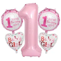 गर्म बिक्री उच्च गुणवत्ता गुलाबी ब्लू बेबी गुलाबी संख्या पत्र आकार पन्नी गुब्बारा दौर गोद भराई के लिए पार्टी सजावट