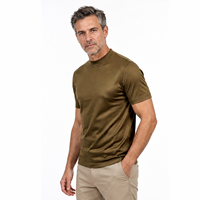 Livraison Rapide Faible MOQ T-shirts Homme en Coton Mercerisé Tricoté 200 Grammes Coupe Oversize Épaules Tombantes Coupe Classique Grand Stock