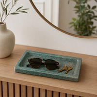 Organisateur de bijoux rectangulaire de luxe en marbre vert, étanche et écologique, idéal pour baptême ou retraite
