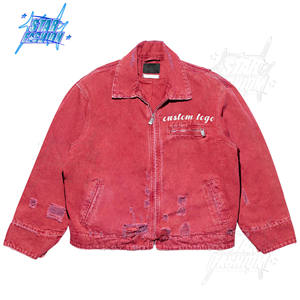 Giacche di jeans da uomo in rilievo di alta qualità eleganti eleganti giacche di alta qualità con cerniera rosa lavate con acido per uomo - Product Image 1