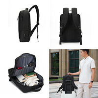 Organizer Laptop Oxford Cloth dengan Bukaan Lebar dan Kantong Bagasi untuk Perjalanan Bisnis, Ransel Komputer