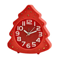 Réveil Arbre de Noël Silencieux avec Veilleuse, Ornement de Bureau, Décoration de Fêtes pour Étudiants, Horloge de Table Créative avec Éclairage