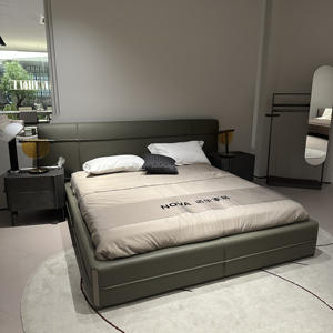 Cama de Lujo de Cuero Minimalista Italiana para Dormitorio Muebles de <span class=keywords><strong>Matrimonio</strong></span> de Alta Gama Modernos Tamaño King Doble - Product Image 3