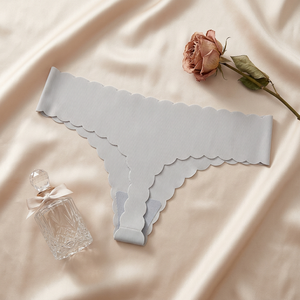 Tangas invisibles de mujer al por mayor, sin costuras, acanaladas, con borde ondulado, bragas sólidas cómodas para deportes y yoga, ropa interior tipo G-string para mujer. - Product Image 4