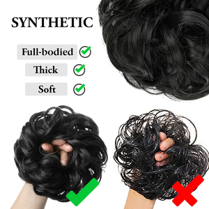 Extensions capillaires synthétiques en chignon désordonné pour femmes, avec élastique, pour coiffures relevées et queues de cheval, type chignon donut désordonné, vente en gros - Product Image 3
