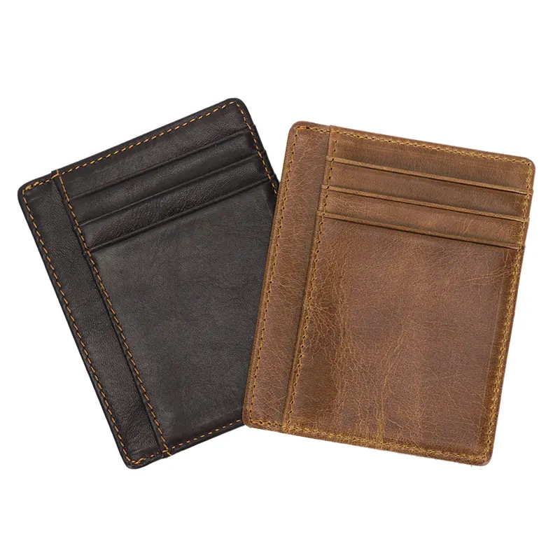 Echtes Leder Vintage Kuehleder Bargeld Münze Geldscheinhalter Mini Slim Kreditkartenhalter kleine Geldbörse für Herren