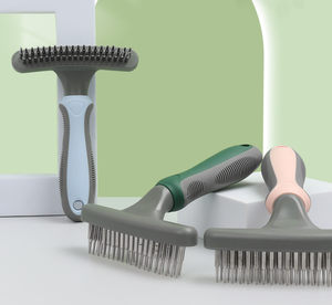Pettine per toelettatura animali domestici a doppia fila, spazzola sciogli nodi, per la rimozione del pelo in eccesso di cani e gatti - Product Image 2