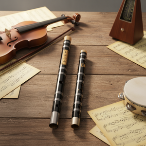 <span class=keywords><strong>Flauta</strong></span> Profesional de Bambú Amargo Refinado de Dos Secciones con Doble Orificio Abierto, en Do Mayor, con Estuche de Franela - Product Image 5