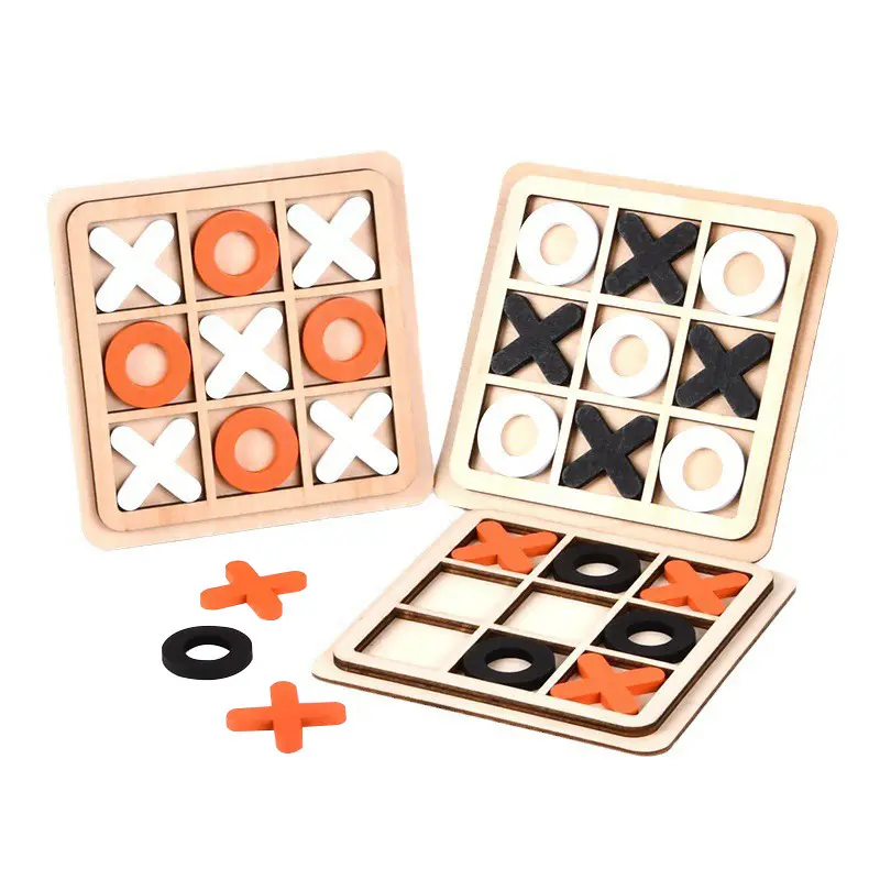 Jouet éducatif Jeu d'échecs XO en bois Puzzle pour les enfants à la bataille