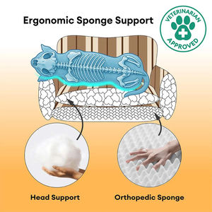 Cama para Mascotas de Felpa a Rayas al por Mayor, Diseño Plegable y Lavable, Sofá Rectangular Grueso para Uso en Todas las Estaciones, para Perros y Gatos - Product Image 4