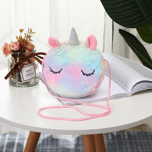 Tas Tangan Dompet Desainer Anak Perempuan, Tas Kurir Bahu Tunggal Bulu Unicorn Kartun Lucu - Product Image 5