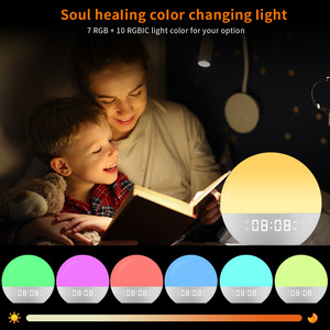 Sveglia con simulazione dell'alba personalizzata <span class=keywords><strong>IBN</strong></span>, luce notturna con rumore bianco per dormire, sveglia con luce in tessuto. - Product Image 3