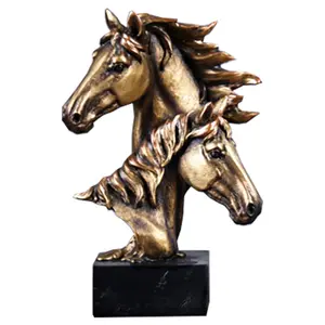 Decoração de cavalo realista, grande sucesso da ásia estilo animais selvagens ornamentos decoração da casa cabeça de mesa de resina artificial