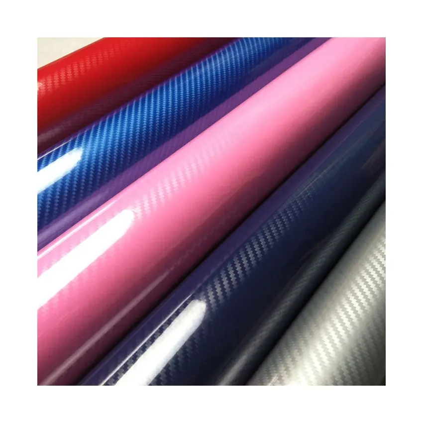 Colorido Envoltório PVC Mudança de Cor Do Carro Filme De Fibra De Carbono Adesivo De Vinil Rolo 4D 5D 6D 3D Adesivos Corpo Logotipo/crachá