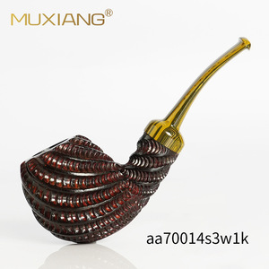 Briarwood Pipe Hand Carved Bent Shape Dark Red Cumberland Tobacco Pipe With Vulcanized Rubber Mouthpiece - Product Image 5