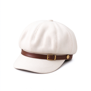 Casquette octogonale vintage style Baker Boy avec sangle en similicuir et boucle métallique, chapeau de newsboy en toile de lin pour adulte, décontracté et idéal pour les voyages - Product Image 6