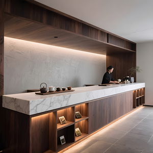 Le nouveau <span class=keywords><strong>comptoir</strong></span> de bar en bois de <span class=keywords><strong>noyer</strong></span> pour maison de thé de style chinois, <span class=keywords><strong>comptoir</strong></span> de caisse de restaurant en marbre personnalisé - Product Image 6