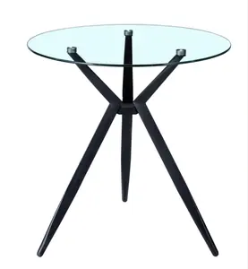 Dernière conception de haute qualité en métal fer forme ronde table basse en verre au meilleur prix