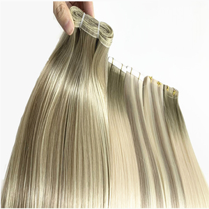 Extensiones de Cabello Humano 100% de Alta Calidad, Trama Plana en Cuña Estrecha, Colores Rubios con Mechas, Todas las Longitudes, Trama Cosida a Mano, Puntas Completas - Product Image 2
