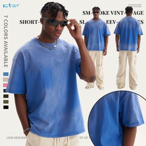 Camisetas personalizadas para hombre al por mayor, camisetas con estampado en blanco de 270gsm de gran tamaño con lavado ácido Vintage para hombre - Product Image 1