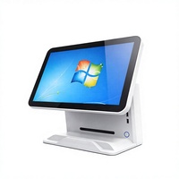 Terminal POS Windows 10 15,6 inci J1900 4+64GB Layar Sentuh Kapasitif Dual Display Pembaca NFC untuk Kasir Toko Retail
