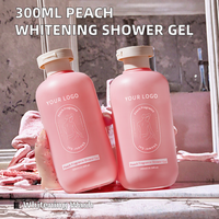 Label privé 300ml parfum de pêche nettoyant pour le corps gel douche blanchissant mousse beurre de karité arôme de rose nettoyant pour le corps à domicile parfumant
