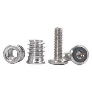M6 X 20 Socket Interior Roscado Dientes Insertar Muebles de madera Bujes roscados Tuercas con llave hexagonal Juego de tornillos de acero inoxidable - Product Image 3